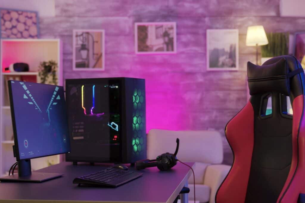 An at-home online gaming room