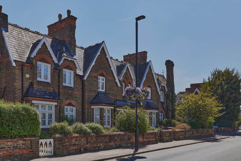 Beautiful brick houses in a village in Wimbledon